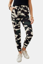 Camouflage Belted Pocket Cropped Pants - Fitnessmotivations