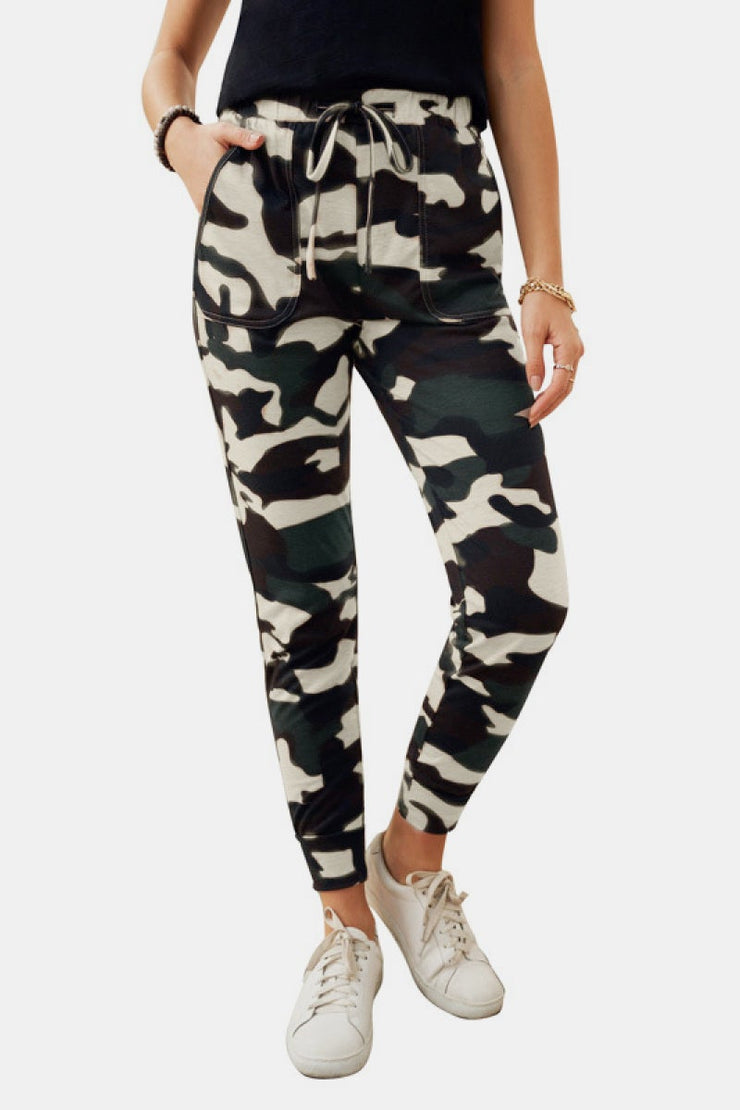 Camouflage Belted Pocket Cropped Pants - Fitnessmotivations