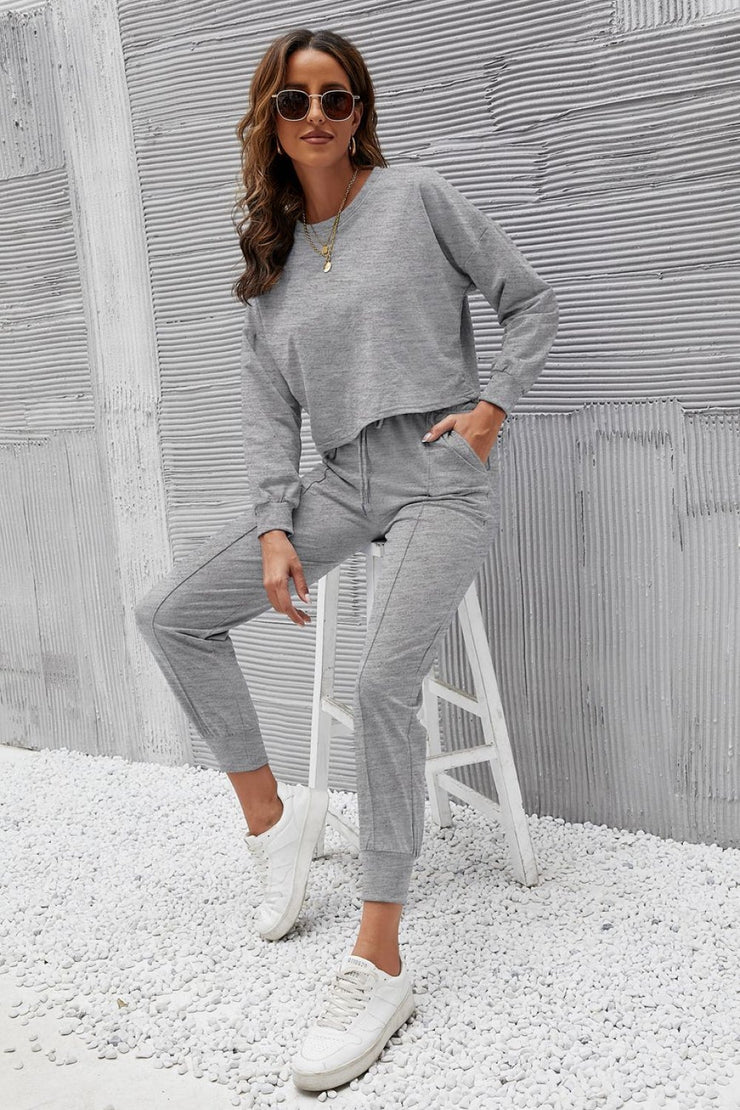 Cropped Top and Sweatpants Set - Fitnessmotivations