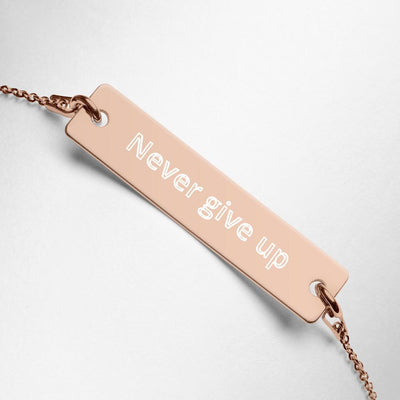 Engraved Silver Bar Chain Necklace-Fitnessmotivations