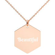 Engraved Silver Hexagon Necklace-Fitnessmotivations