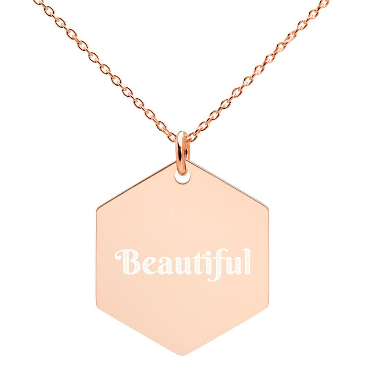 Engraved Silver Hexagon Necklace-Fitnessmotivations