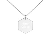 Never Give Up Engraved Silver Hexagon Necklace-Fitnessmotivations