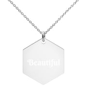 Engraved Silver Hexagon Necklace-Fitnessmotivations