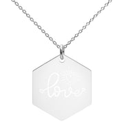 Engraved Silver Hexagon Necklace-Fitnessmotivations