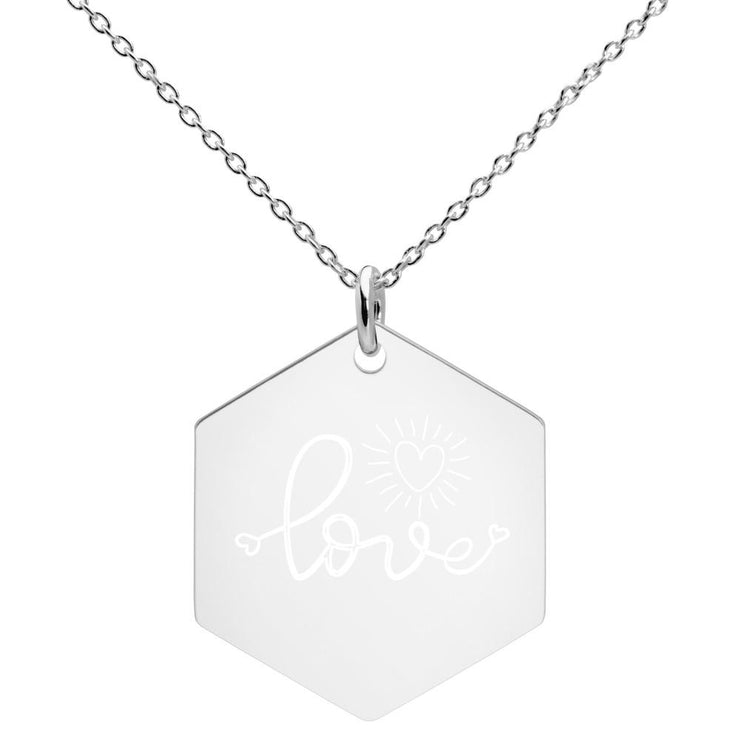 Engraved Silver Hexagon Necklace-Fitnessmotivations