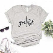Grateful Christian cross Print Women T-Shirt - Fitnessmotivations