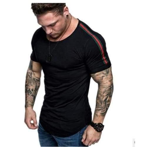 New Men T-shirt Solid stripe Mens Tee - Fitnessmotivations