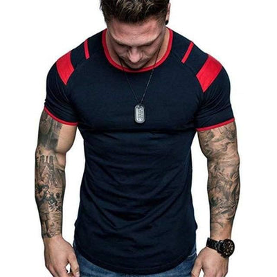 New Men T-shirt Solid stripe Mens Tee - Fitnessmotivations