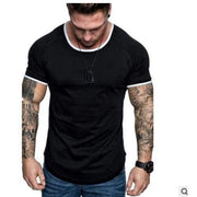 New Men T-shirt Solid stripe Mens Tee - Fitnessmotivations