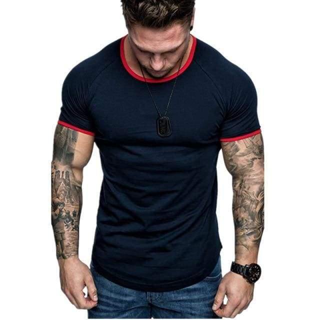 New Men T-shirt Solid stripe Mens Tee - Fitnessmotivations