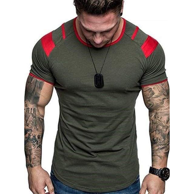 New Men T-shirt Solid stripe Mens Tee - Fitnessmotivations