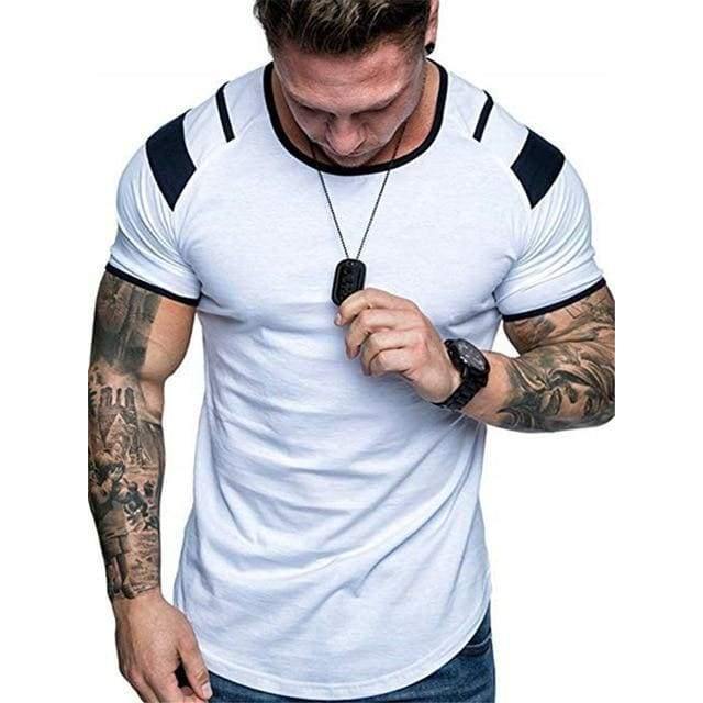 New Men T-shirt Solid stripe Mens Tee - Fitnessmotivations