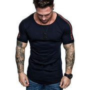 New Men T-shirt Solid stripe Mens Tee - Fitnessmotivations