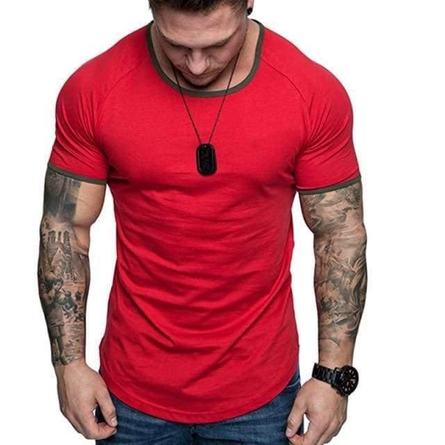 New Men T-shirt Solid stripe Mens Tee - Fitnessmotivations