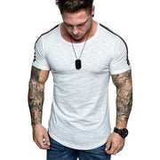 New Men T-shirt Solid stripe Mens Tee - Fitnessmotivations