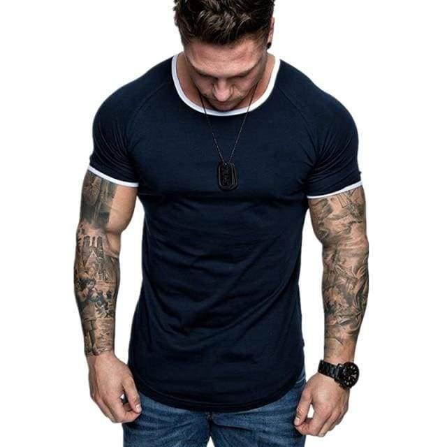 New Men T-shirt Solid stripe Mens Tee - Fitnessmotivations