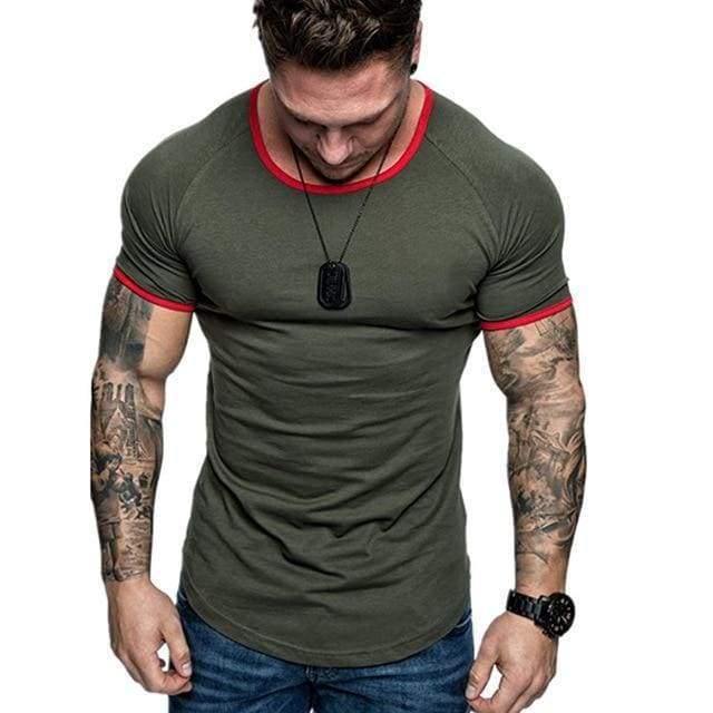 New Men T-shirt Solid stripe Mens Tee - Fitnessmotivations