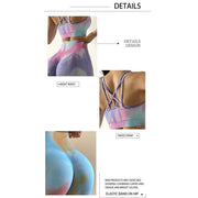 NEW Tie Dye Seamless Yoga Set Gym Fitness Summer Clothing Sportswear High Waist Athletic Leggings Sports Workout Bra Suits - Fitness motivations women shorts