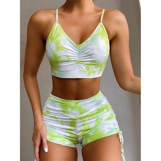 New Women Seamless Yoga Set Fitness Sports Suits Gym Clothing Push Up 2 Pieces Bra+Gym Short Pants Female Running Workout Pants - Fitnessmotivations women shorts