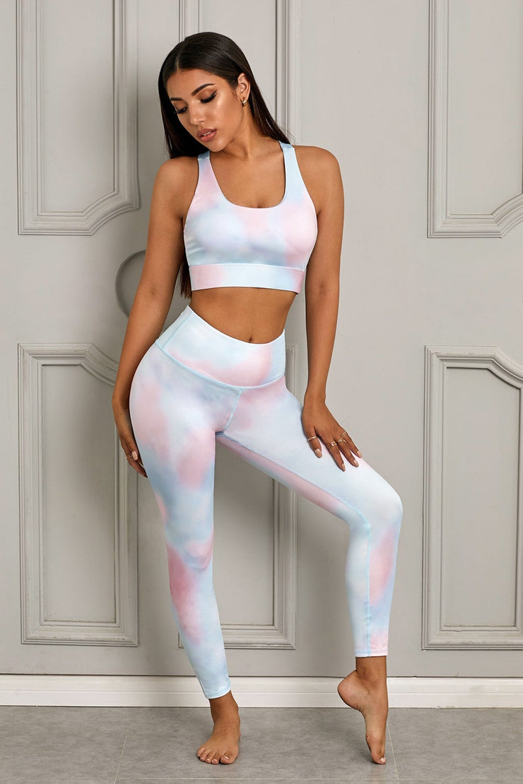 Printed Sports Bra and Leggings Set - Fitnessmotivations