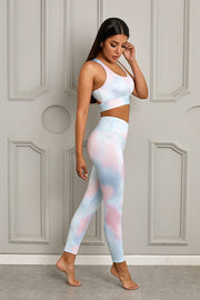 Printed Sports Bra and Leggings Set - Fitnessmotivations