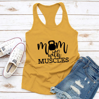 Mom with Muscles 100%Cotton Fitness Tank Top-Fitnessmotivations