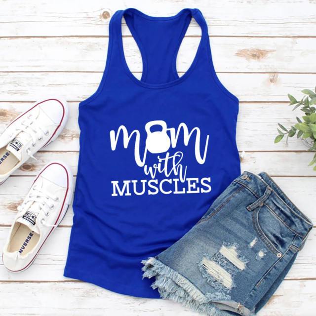 Mom with Muscles 100%Cotton Fitness Tank Top-Fitnessmotivations