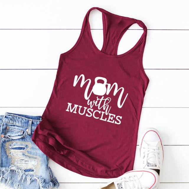 Mom with Muscles 100%Cotton Fitness Tank Top-Fitnessmotivations