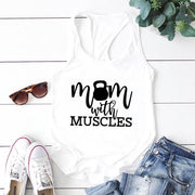 Mom with Muscles 100%Cotton Fitness Tank Top-Fitnessmotivations