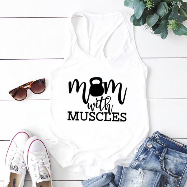 Mom with Muscles 100%Cotton Fitness Tank Top-Fitnessmotivations