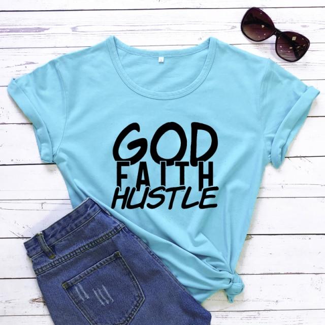 God Faith Hustle T-Shirt-Fitnessmotivations