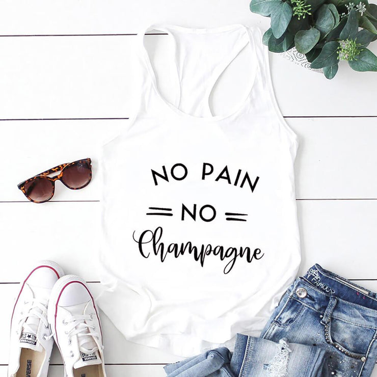 No Pain No Champagne Workout Tank Top-Fitnessmotivations