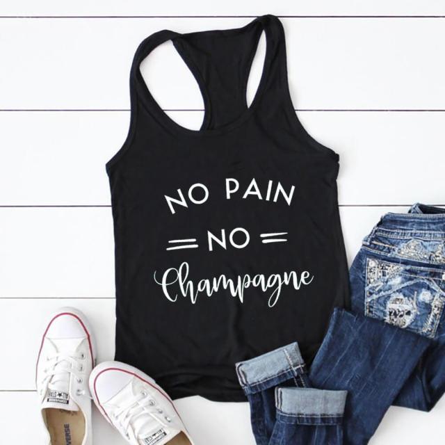 No Pain No Champagne Workout Tank Top-Fitnessmotivations