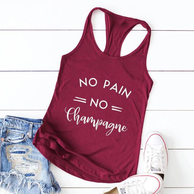 No Pain No Champagne Workout Tank Top-Fitnessmotivations