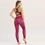 Snake Print Seamless Leggings Padded Push-up Strappy Sports Bra Set - Fitnessmotivations