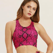 Snake Print Seamless Leggings Padded Push-up Strappy Sports Bra Set - Fitnessmotivations