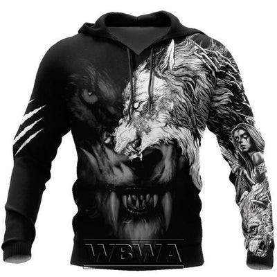 Street Warrior Wolf Tattoo Fashion Oversized Hoodie - Fitnessmotivations